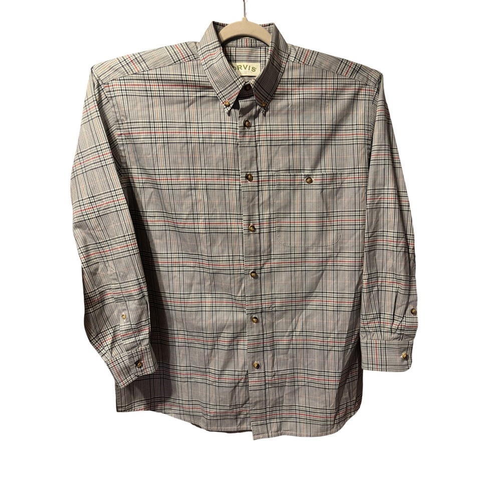 ORVIS Mens Plaid Button Down Shirt Long Sleeve 100% Cotton Size Large‎